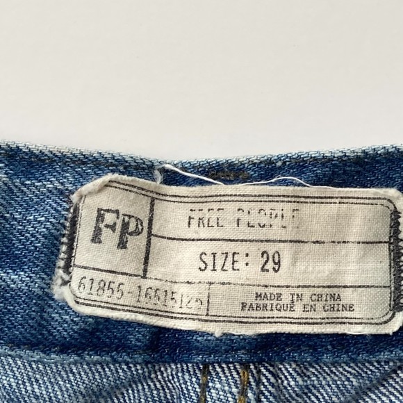 FREE PEOPLE Jean Shorts High Rise Cut Off Multi Colored Waist Detail Shorts - Picture 7 of 7